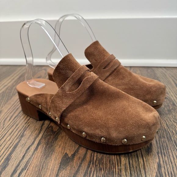 Avellini Shoes - Avellini Brown suede Italian wooden clogs Size 39/8